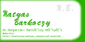 matyas barkoczy business card